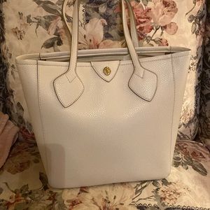 LARGE ANNE KLEIN TOTE / HANDBAG CREME PEBBLED LEATHER Never used